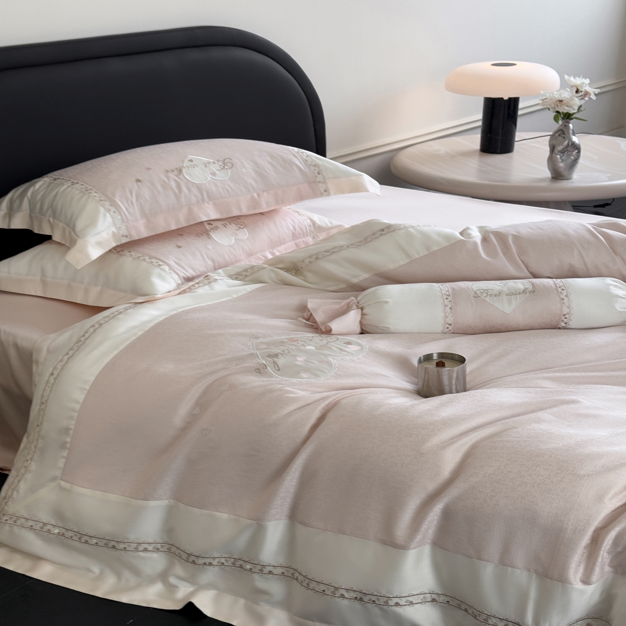 91家纺网 家纺一手货源 找家纺 MIU缪家居 2025新款100支超柔天丝棉四件套-艾琳娜 艾琳娜系列 心动粉