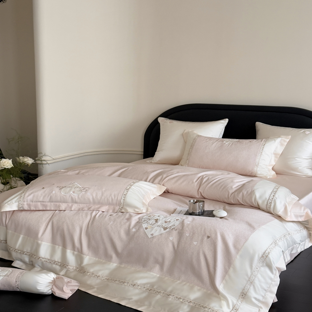 91家纺网 家纺一手货源 找家纺 MIU缪家居 2025新款100支超柔天丝棉四件套-艾琳娜 艾琳娜系列 心动粉