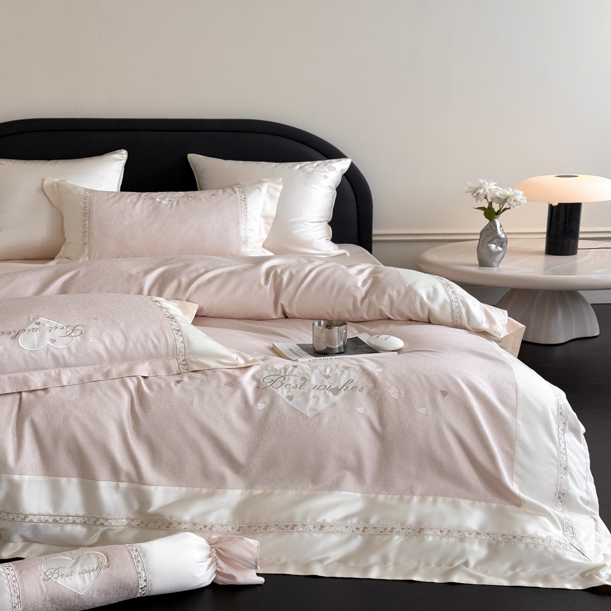 91家纺网 家纺一手货源 找家纺 MIU缪家居 2025新款100支超柔天丝棉四件套-艾琳娜 艾琳娜系列 心动粉