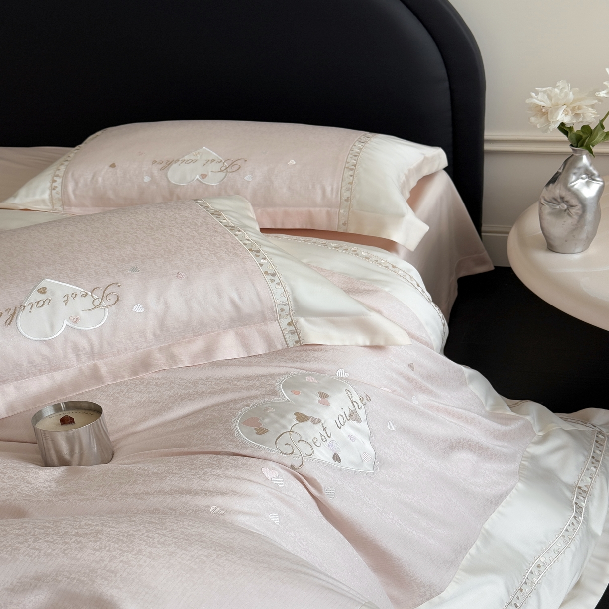 91家纺网 家纺一手货源 找家纺 MIU缪家居 2025新款100支超柔天丝棉四件套-艾琳娜 艾琳娜系列 心动粉