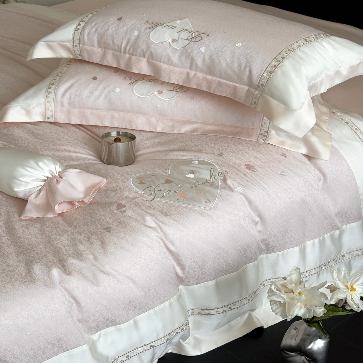 91家纺网 家纺一手货源 找家纺 MIU缪家居 2025新款100支超柔天丝棉四件套-艾琳娜 艾琳娜系列 心动粉