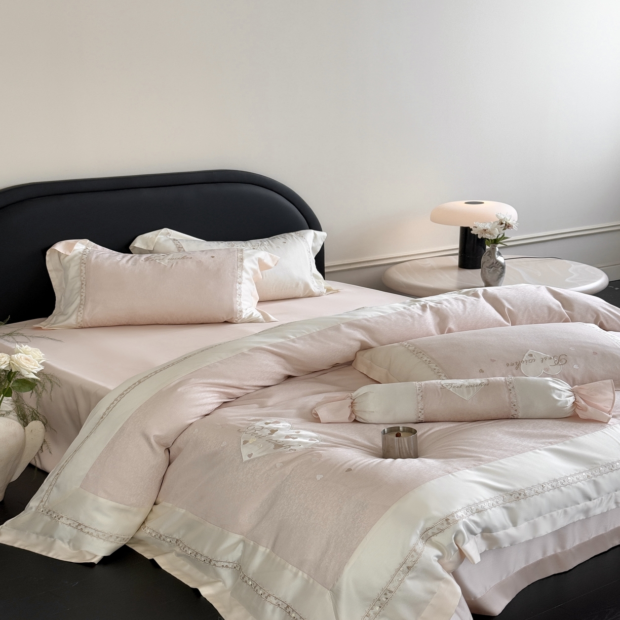 91家纺网 家纺一手货源 找家纺 MIU缪家居 2025新款100支超柔天丝棉四件套-艾琳娜 艾琳娜系列 心动粉