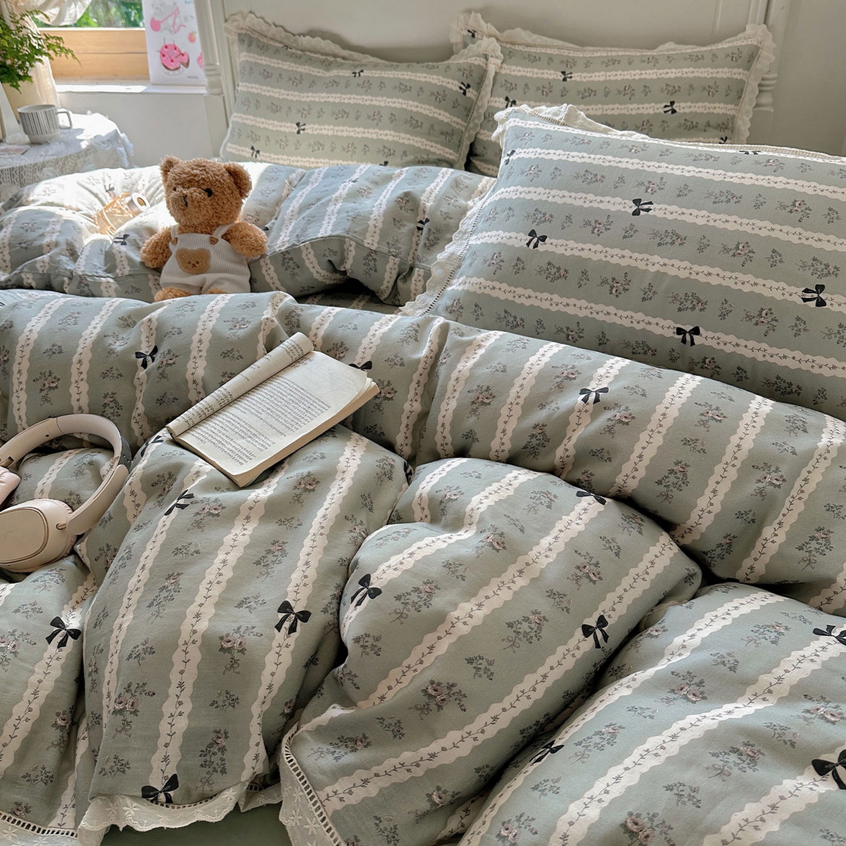 91家纺网 家纺一手货源 找家纺 （总）瑞莱 2025新款全棉纯棉A类有氧双层纱镂空花边四件套