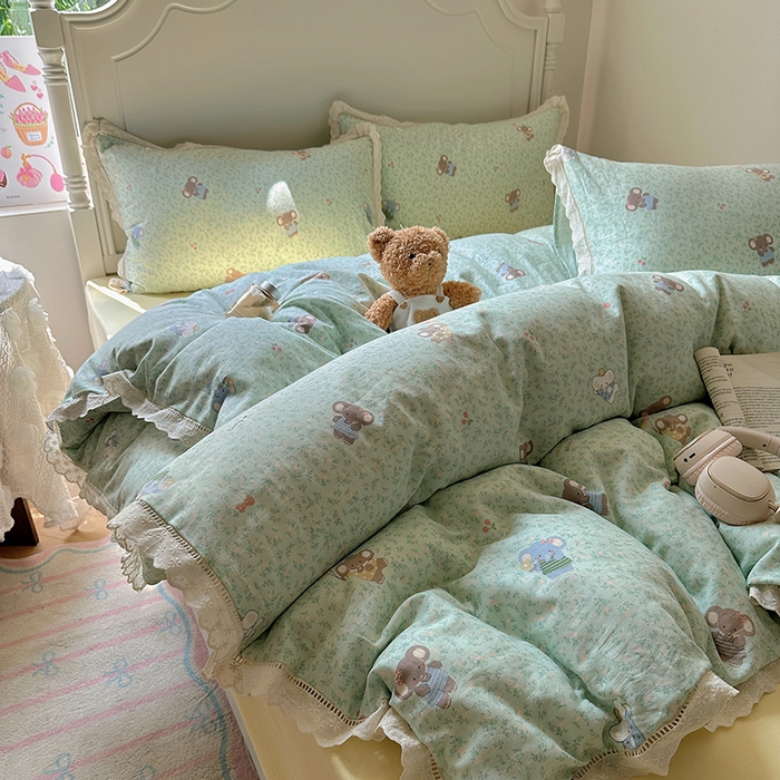 91家纺网 家纺一手货源 找家纺 （总）瑞莱 2025新款全棉纯棉A类有氧双层纱镂空花边四件套