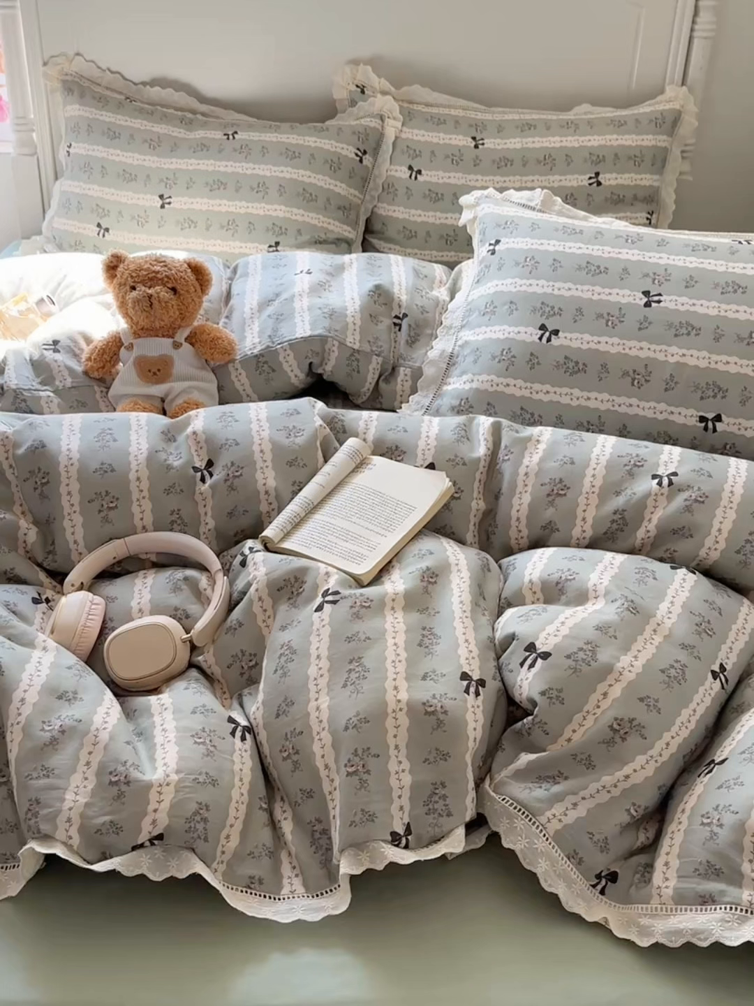 91家纺网 家纺一手货源 找家纺 瑞莱 2025新款全棉纯棉A类有氧双层纱镂空花边四件套 乐风序