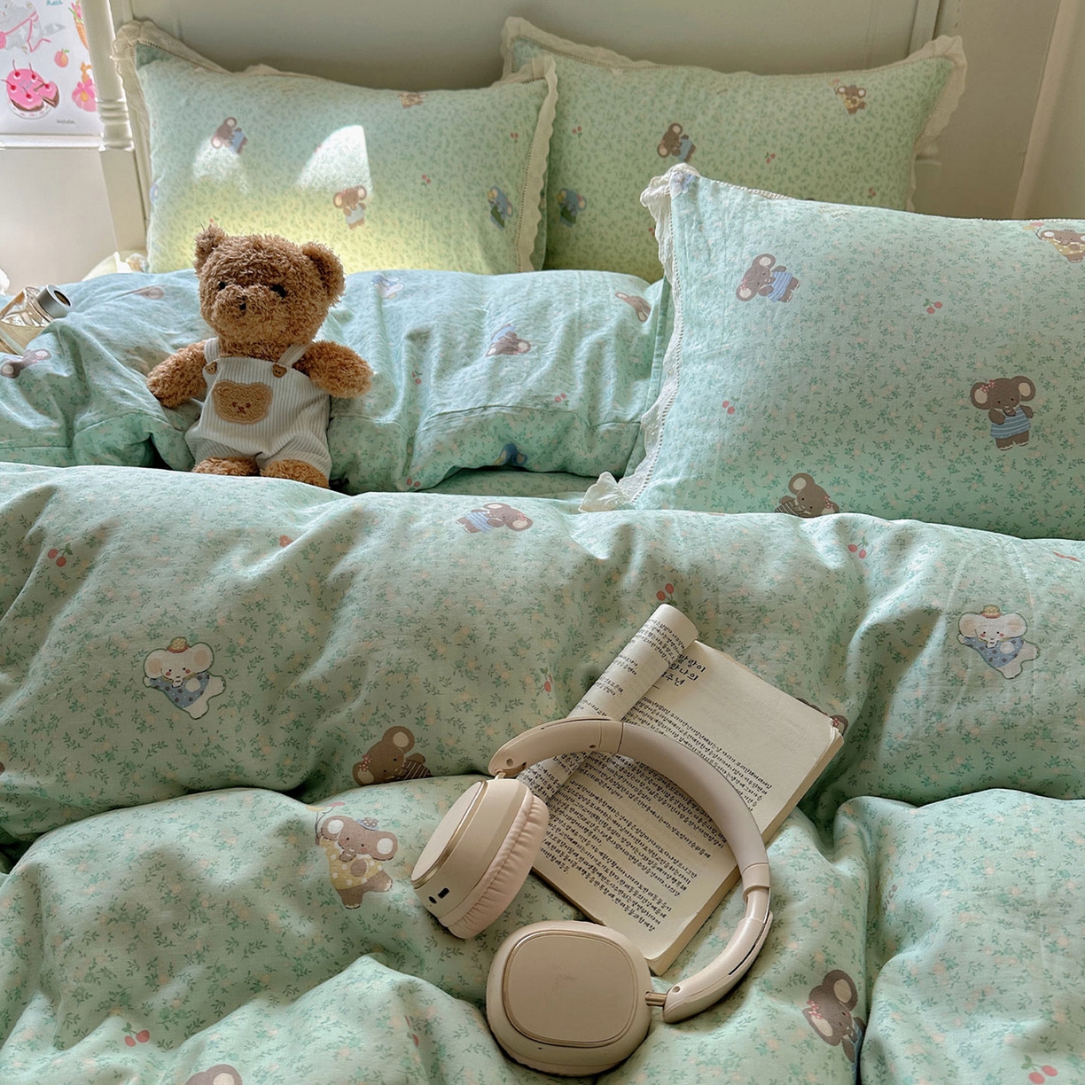 91家纺网 家纺一手货源 找家纺 瑞莱 2025新款全棉纯棉A类有氧双层纱镂空花边四件套 镂空-少女象