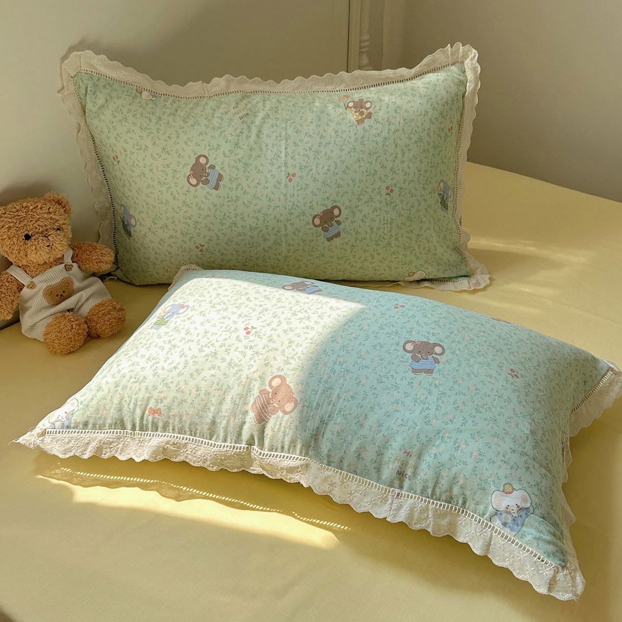 91家纺网 家纺一手货源 找家纺 瑞莱 2025新款全棉纯棉A类有氧双层纱镂空花边四件套 镂空-少女象