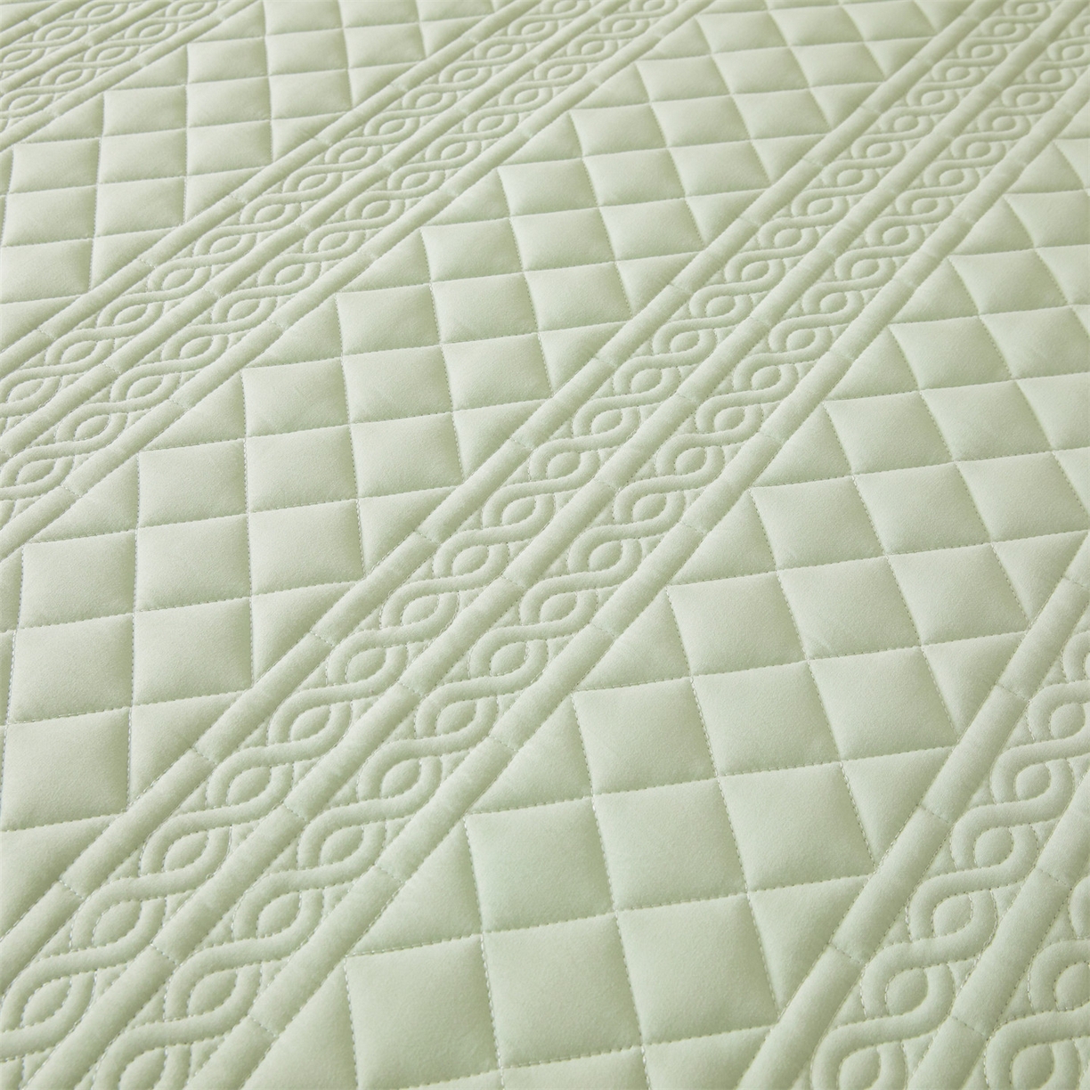 91家纺网 家纺一手货源 找家纺 雯豆家纺 2025新款梵可A类夹棉防水床笠三件套水洗棉磨毛床单保护套 梵可-清雅绿