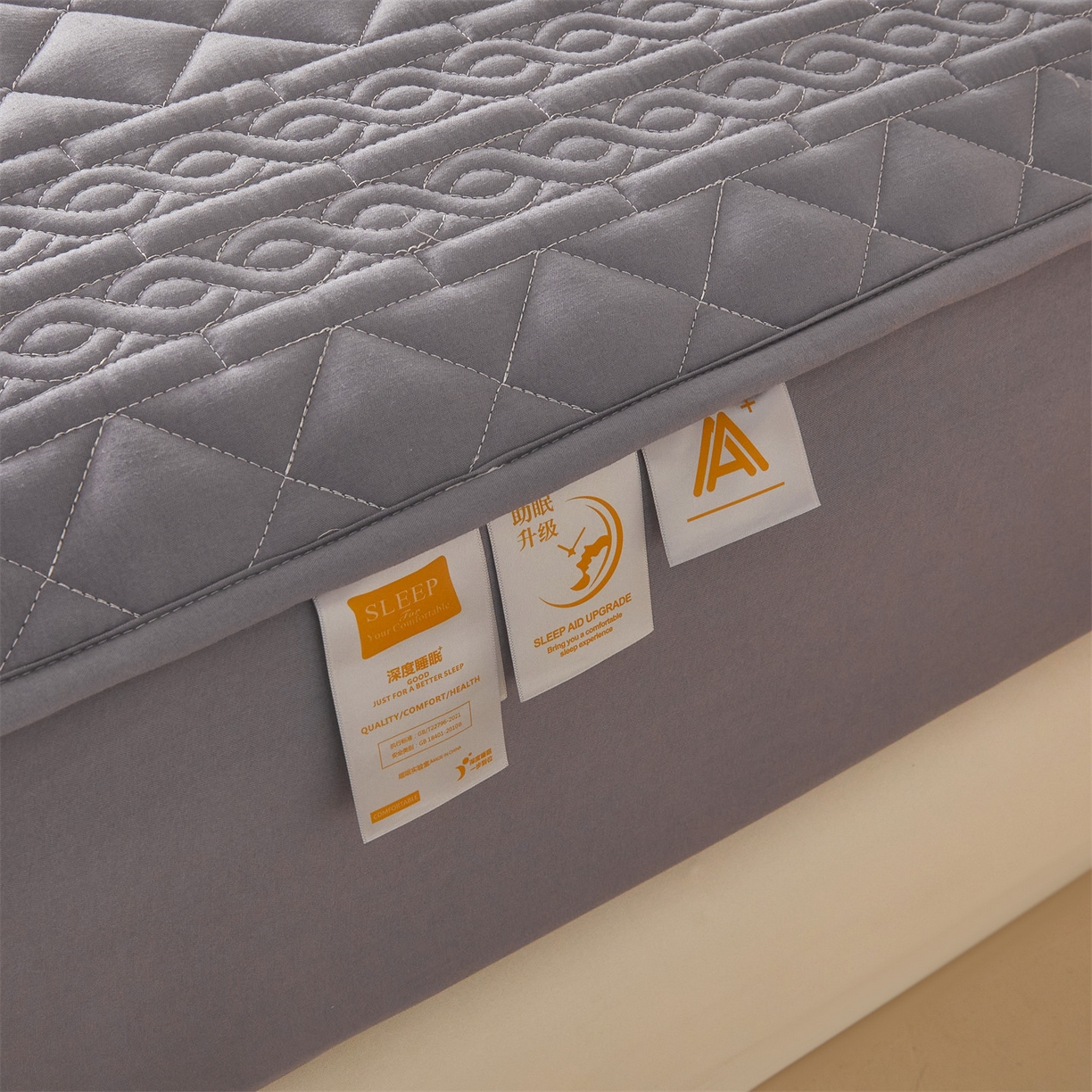 91家纺网 家纺一手货源 找家纺 雯豆家纺 2025新款梵可A类夹棉防水床笠三件套水洗棉磨毛床单保护套 梵可-深空灰