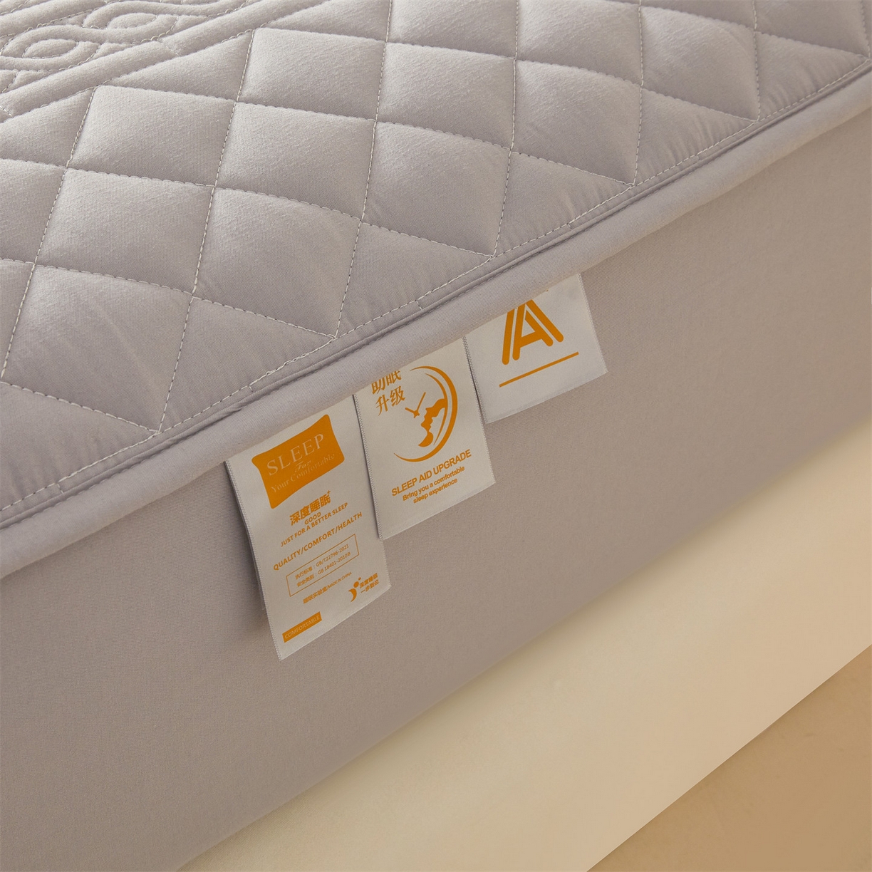 91家纺网 家纺一手货源 找家纺 雯豆家纺 2025新款梵可A类夹棉防水床笠三件套水洗棉磨毛床单保护套 梵可-暮云灰