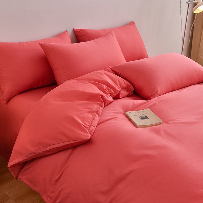 宇彬家纺 2025新款13374全棉纯棉母婴级简约轻奢小清新纯色单被套 极简-宝石红