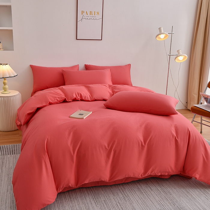91家纺网 家纺一手货源 找家纺 宇彬家纺 2025新款13374全棉纯棉母婴级简约轻奢小清新纯色单被套 极简-宝石红