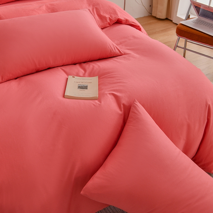 91家纺网 家纺一手货源 找家纺 宇彬家纺 2025新款13374全棉纯棉母婴级简约轻奢小清新纯色单被套 极简-宝石红