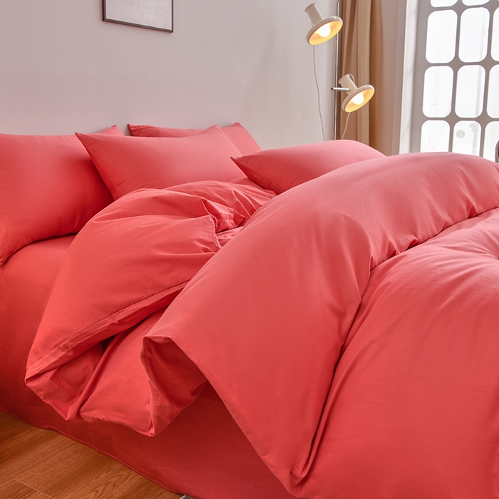 91家纺网 家纺一手货源 找家纺 宇彬家纺 2025新款13374全棉纯棉母婴级简约轻奢小清新纯色单被套 极简-宝石红