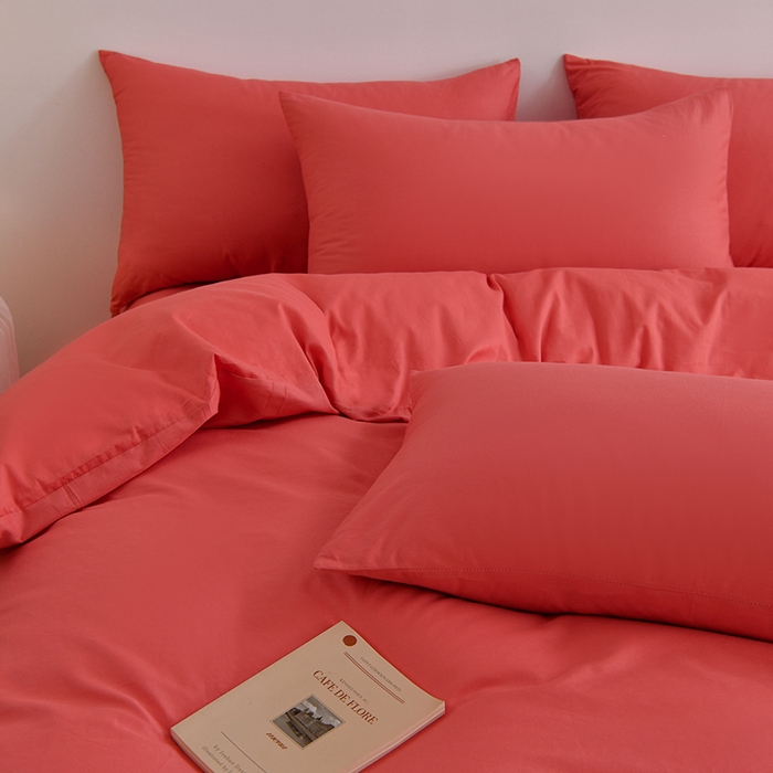 91家纺网 家纺一手货源 找家纺 宇彬家纺 2025新款13374全棉纯棉母婴级简约轻奢小清新纯色单被套 极简-宝石红