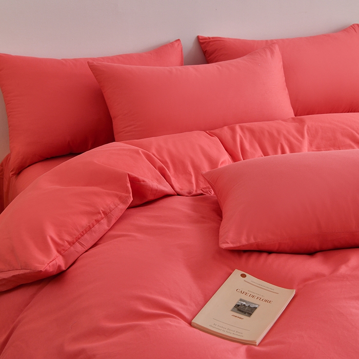 91家纺网 家纺一手货源 找家纺 宇彬家纺 2025新款13374全棉纯棉母婴级简约轻奢小清新纯色单被套 极简-宝石红