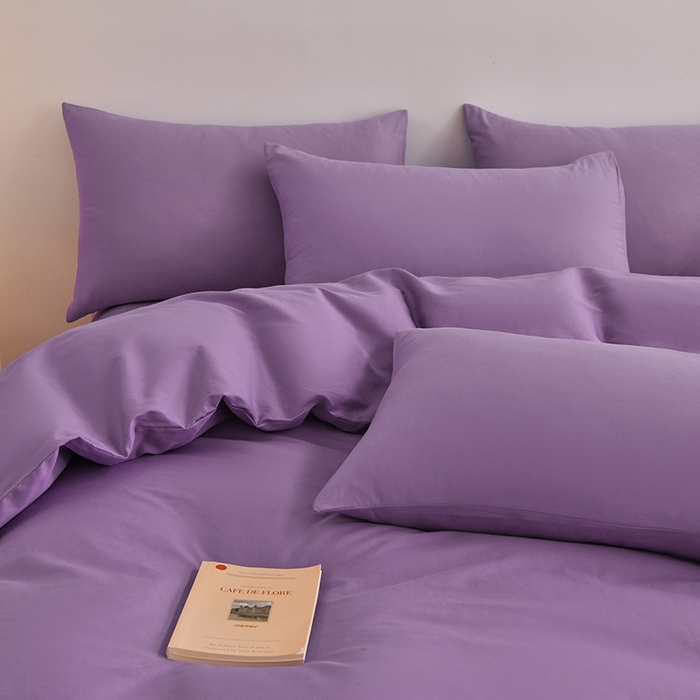 91家纺网 家纺一手货源 找家纺 宇彬家纺 2025新款13374全棉纯棉母婴级简约轻奢小清新纯色单被套 极简-典雅紫