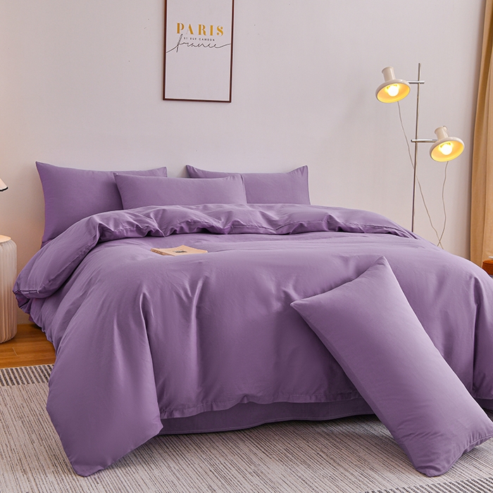 91家纺网 家纺一手货源 找家纺 宇彬家纺 2025新款13374全棉纯棉母婴级简约轻奢小清新纯色单被套 极简-典雅紫