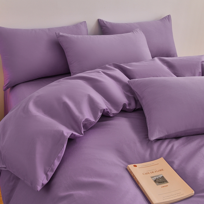 91家纺网 家纺一手货源 找家纺 宇彬家纺 2025新款13374全棉纯棉母婴级简约轻奢小清新纯色单被套 极简-典雅紫