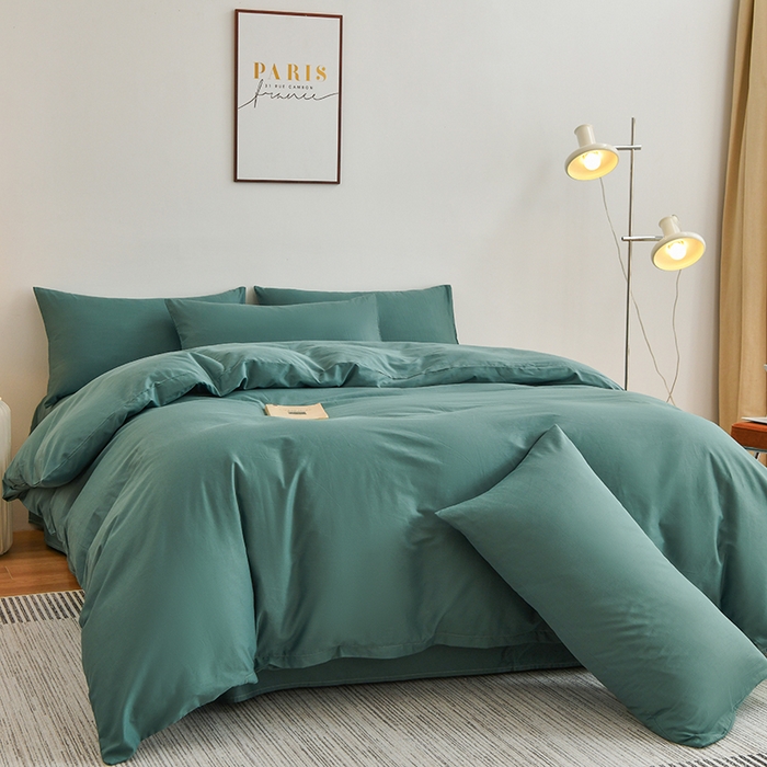 91家纺网 家纺一手货源 找家纺 宇彬家纺 2025新款13374全棉纯棉母婴级简约轻奢小清新纯色单被套 极简-摩卡绿