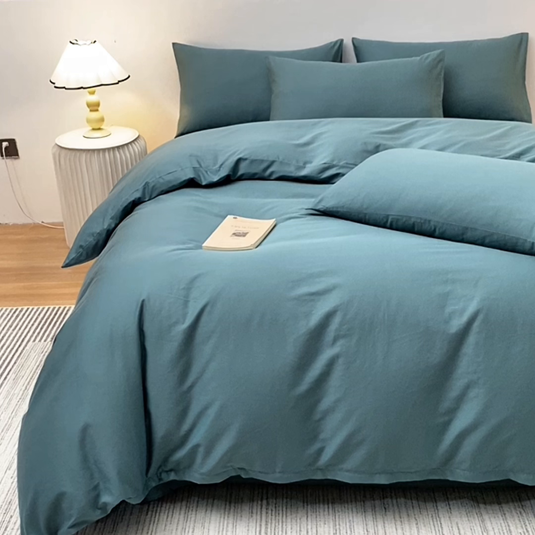 91家纺网 家纺一手货源 找家纺 宇彬家纺 2025新款13374全棉纯棉母婴级简约轻奢小清新纯色单被套 极简-摩卡绿