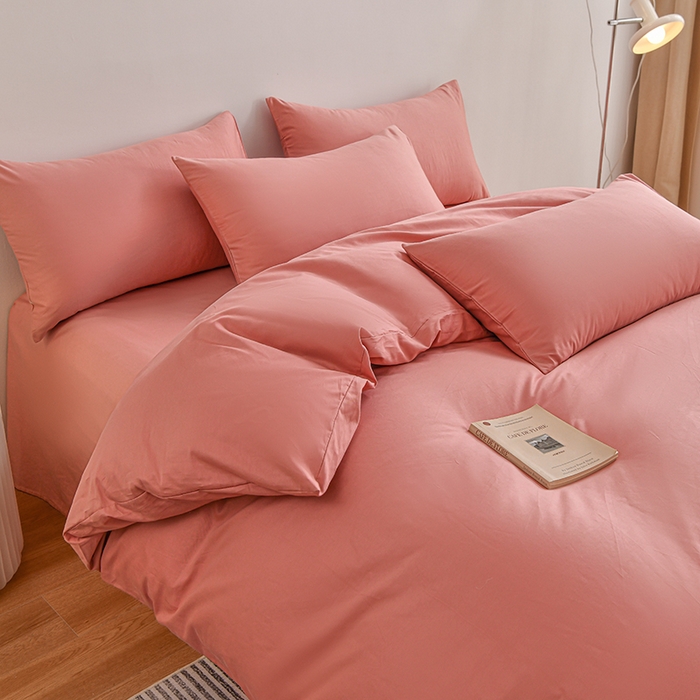 宇彬家纺 2025新款13374全棉纯棉母婴级简约轻奢小清新纯色单被套 极简-奶油粉