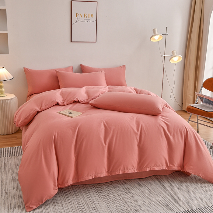 91家纺网 家纺一手货源 找家纺 宇彬家纺 2025新款13374全棉纯棉母婴级简约轻奢小清新纯色单被套 极简-奶油粉