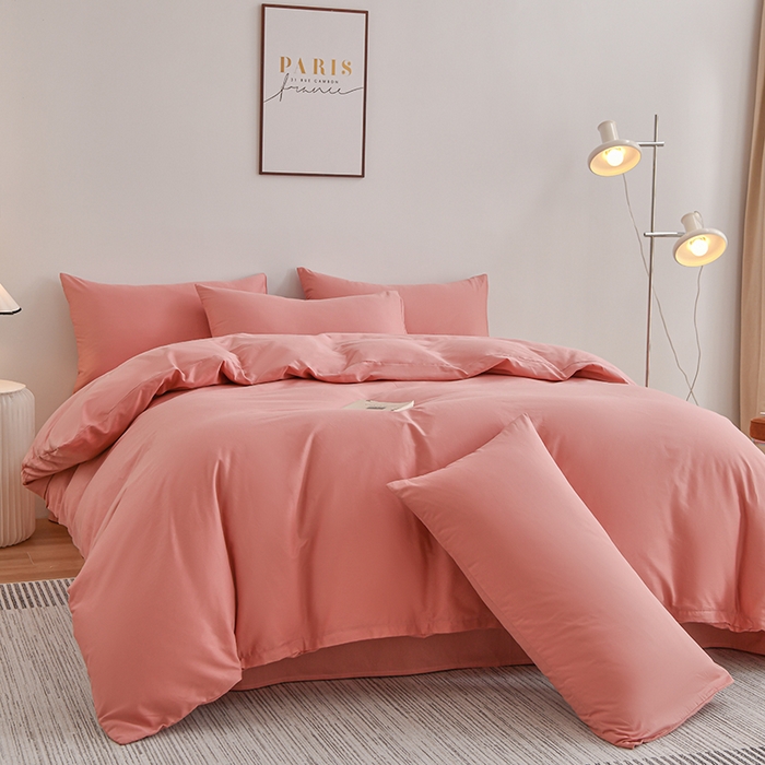 91家纺网 家纺一手货源 找家纺 宇彬家纺 2025新款13374全棉纯棉母婴级简约轻奢小清新纯色单被套 极简-奶油粉