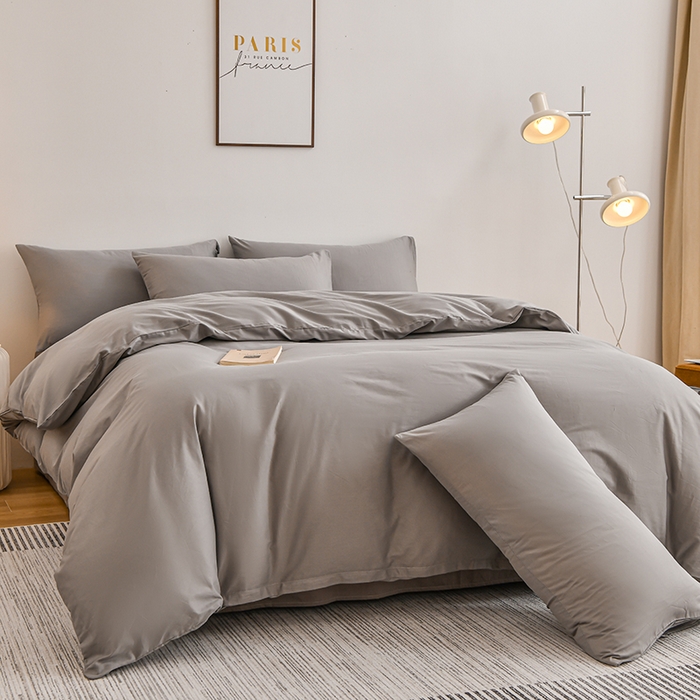 91家纺网 家纺一手货源 找家纺 宇彬家纺 2025新款13374全棉纯棉母婴级简约轻奢小清新纯色单被套 极简-绅士灰