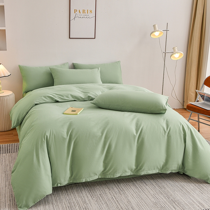 91家纺网 家纺一手货源 找家纺 宇彬家纺 2025新款13374全棉纯棉母婴级简约轻奢小清新纯色单被套 极简-炫彩绿