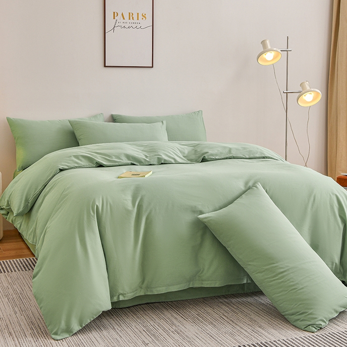 91家纺网 家纺一手货源 找家纺 宇彬家纺 2025新款13374全棉纯棉母婴级简约轻奢小清新纯色单被套 极简-炫彩绿