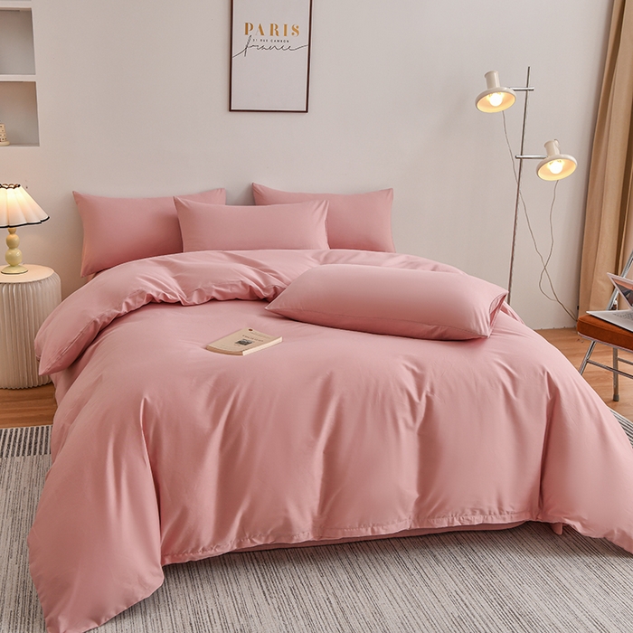 91家纺网 家纺一手货源 找家纺 宇彬家纺 2025新款13374全棉纯棉母婴级简约轻奢小清新纯色单被套 极简-紫豆沙