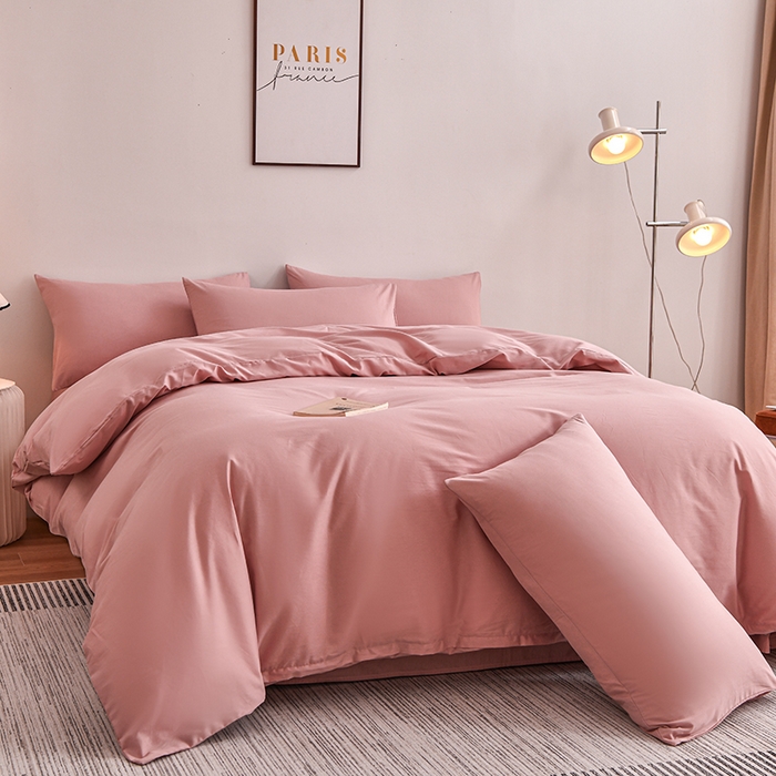 91家纺网 家纺一手货源 找家纺 宇彬家纺 2025新款13374全棉纯棉母婴级简约轻奢小清新纯色单被套 极简-紫豆沙