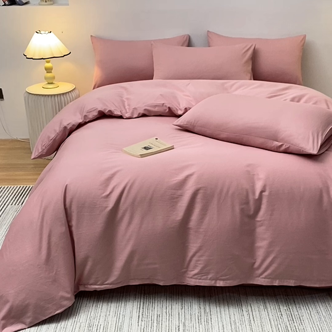 91家纺网 家纺一手货源 找家纺 宇彬家纺 2025新款13374全棉纯棉母婴级简约轻奢小清新纯色单被套 极简-紫豆沙