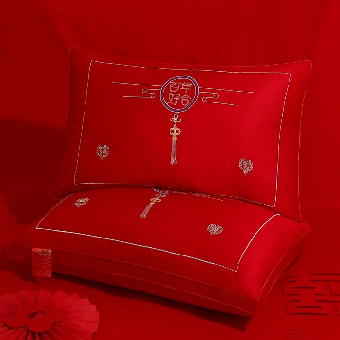 91家纺网 家纺一手货源 找家纺 （总）珍贝家纺 2025新款婚庆枕大红枕芯结婚专用枕头枕芯