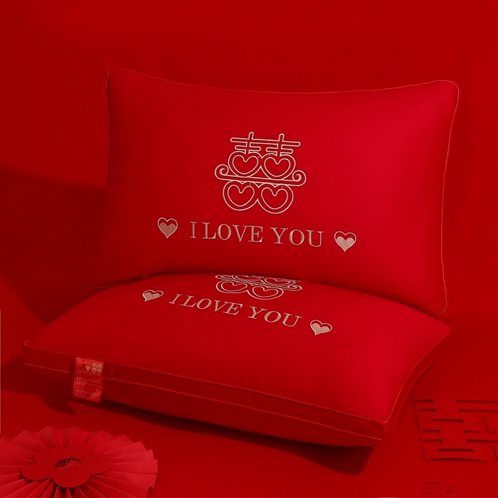 91家纺网 家纺一手货源 找家纺 （总）珍贝家纺 2025新款婚庆枕大红枕芯结婚专用枕头枕芯