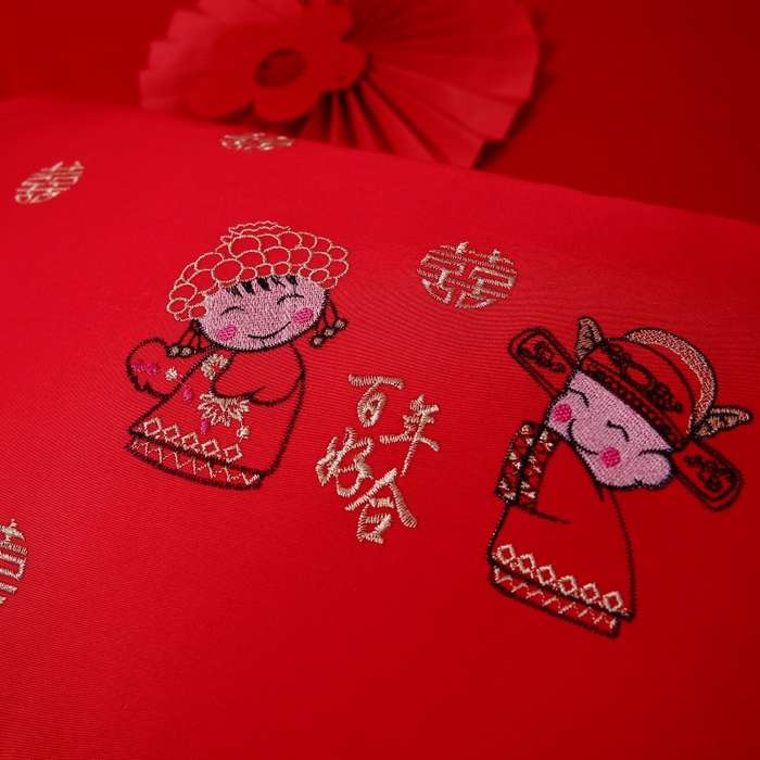 91家纺网 家纺一手货源 找家纺 珍贝家纺 2025新款婚庆枕大红枕芯结婚专用枕头枕芯 郎才女貌 48x74cm/只