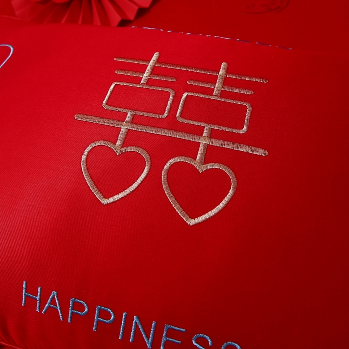 91家纺网 家纺一手货源 找家纺 珍贝家纺 2025新款婚庆枕大红枕芯结婚专用枕头枕芯 双喜临门 48x74cm/只