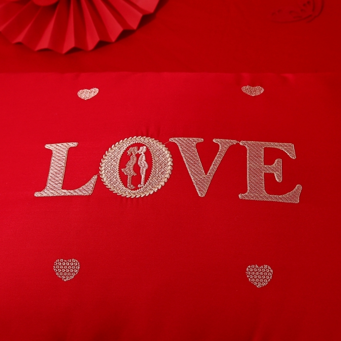 91家纺网 家纺一手货源 找家纺 珍贝家纺 2025新款婚庆枕大红枕芯结婚专用枕头枕芯 love 多多 48x74cm/对