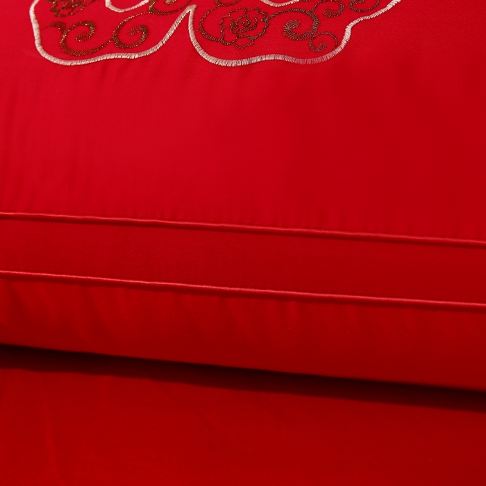 91家纺网 家纺一手货源 找家纺 珍贝家纺 2025新款婚庆枕大红枕芯结婚专用枕头枕芯 刺绣大喜 48x74cm/对