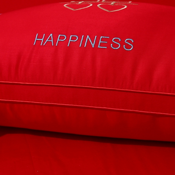 91家纺网 家纺一手货源 找家纺 珍贝家纺 2025新款婚庆枕大红枕芯结婚专用枕头枕芯 双喜临门 48x74cm/对