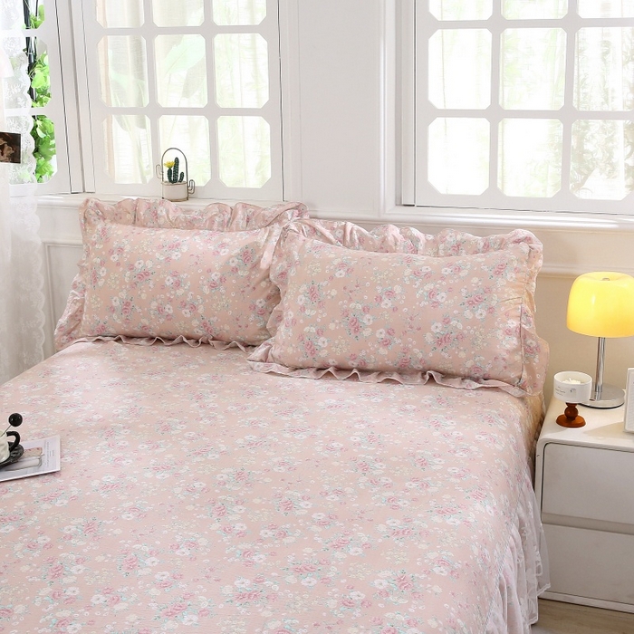 91家纺网 家纺一手货源 找家纺 （总）衿成家纺 2025新款A类双层纱蕾丝花边床裙四件套