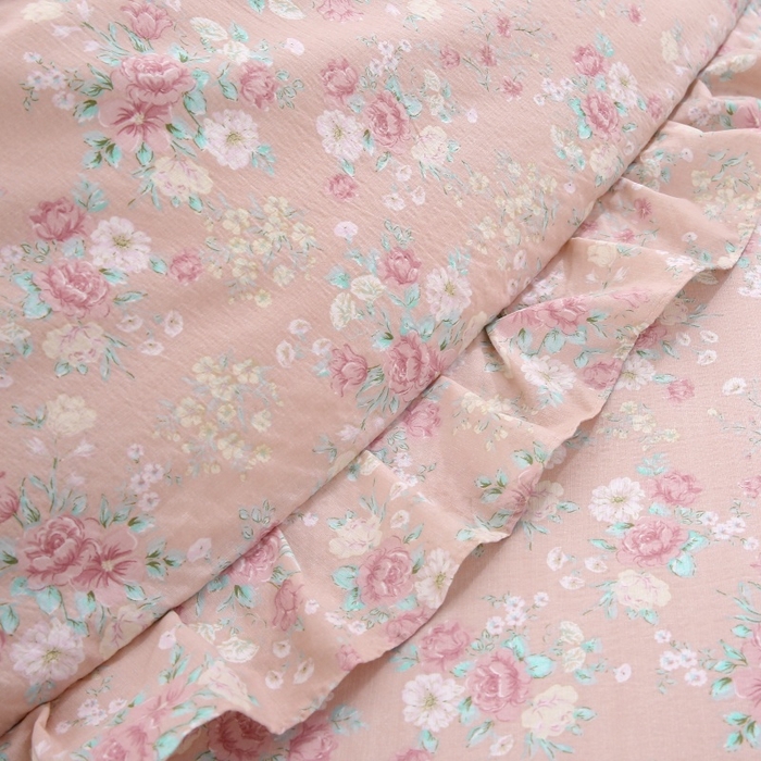 91家纺网 家纺一手货源 找家纺 衿成家纺 2025新款A类双层纱蕾丝花边床裙四件套 爱如星辰