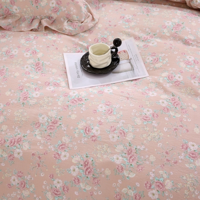 91家纺网 家纺一手货源 找家纺 衿成家纺 2025新款A类双层纱蕾丝花边床裙四件套 爱如星辰