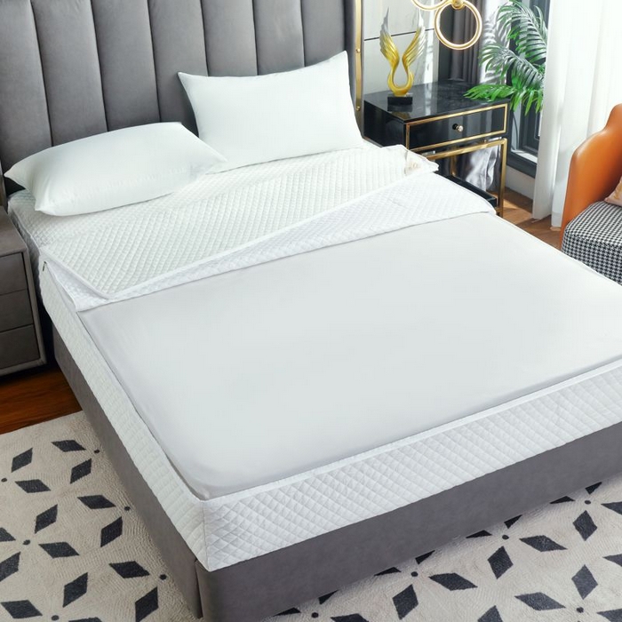 91家纺网 家纺一手货源 找家纺 衿成家纺 2025新品清雅全棉六面全包床笠 全棉六包清雅白