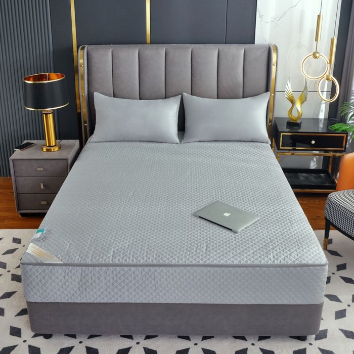 91家纺网 家纺一手货源 找家纺 衿成家纺 2025新品清雅全棉六面全包床笠 全棉六包清雅灰