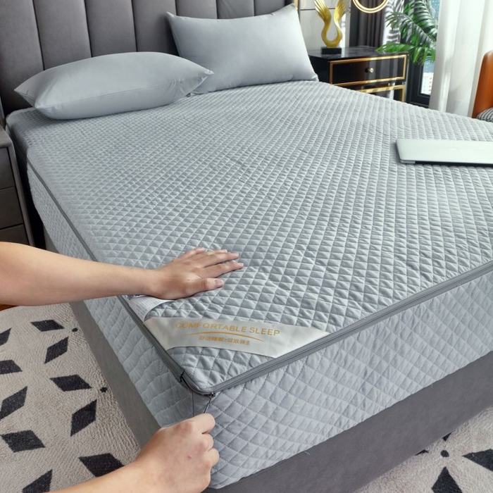 91家纺网 家纺一手货源 找家纺 衿成家纺 2025新品清雅全棉六面全包床笠 全棉六包清雅灰