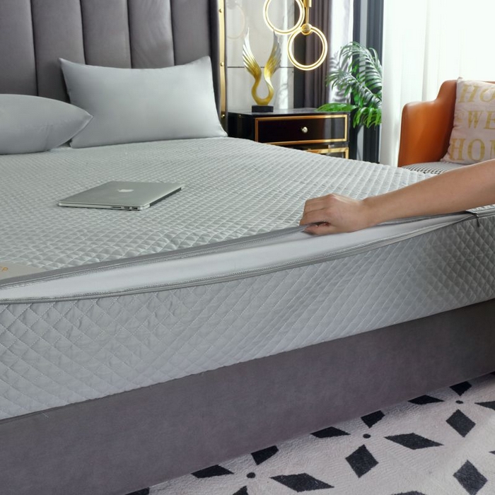 91家纺网 家纺一手货源 找家纺 衿成家纺 2025新品清雅全棉六面全包床笠 全棉六包清雅灰