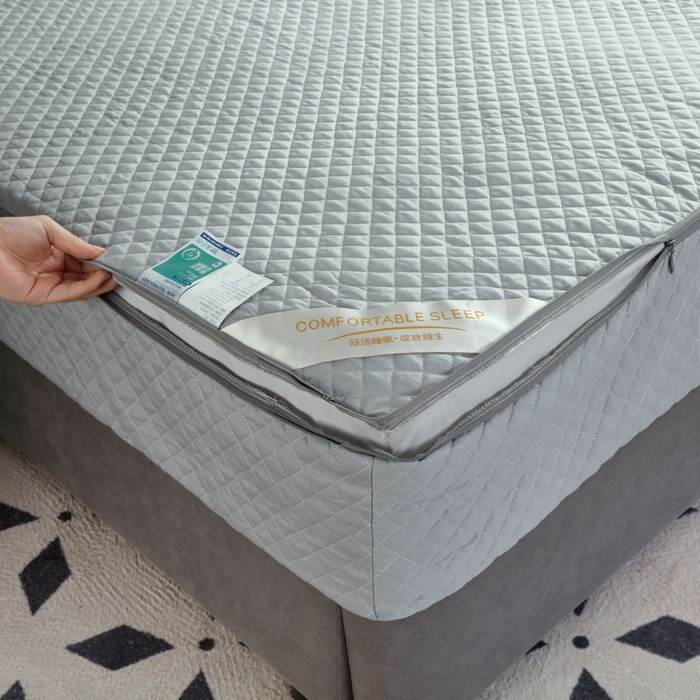 91家纺网 家纺一手货源 找家纺 衿成家纺 2025新品清雅全棉六面全包床笠 全棉六包清雅灰