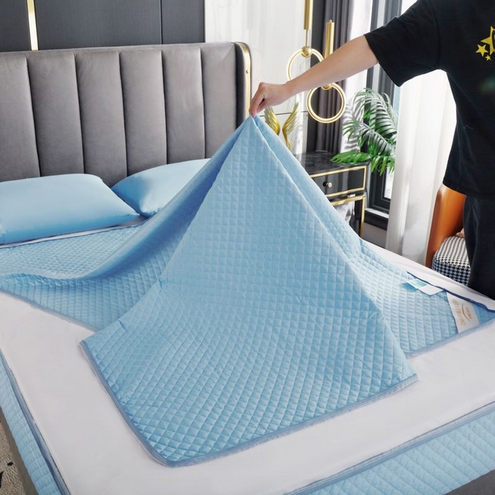 衿成家纺 2025新品清雅全棉六面全包床笠 全棉六包清雅蓝